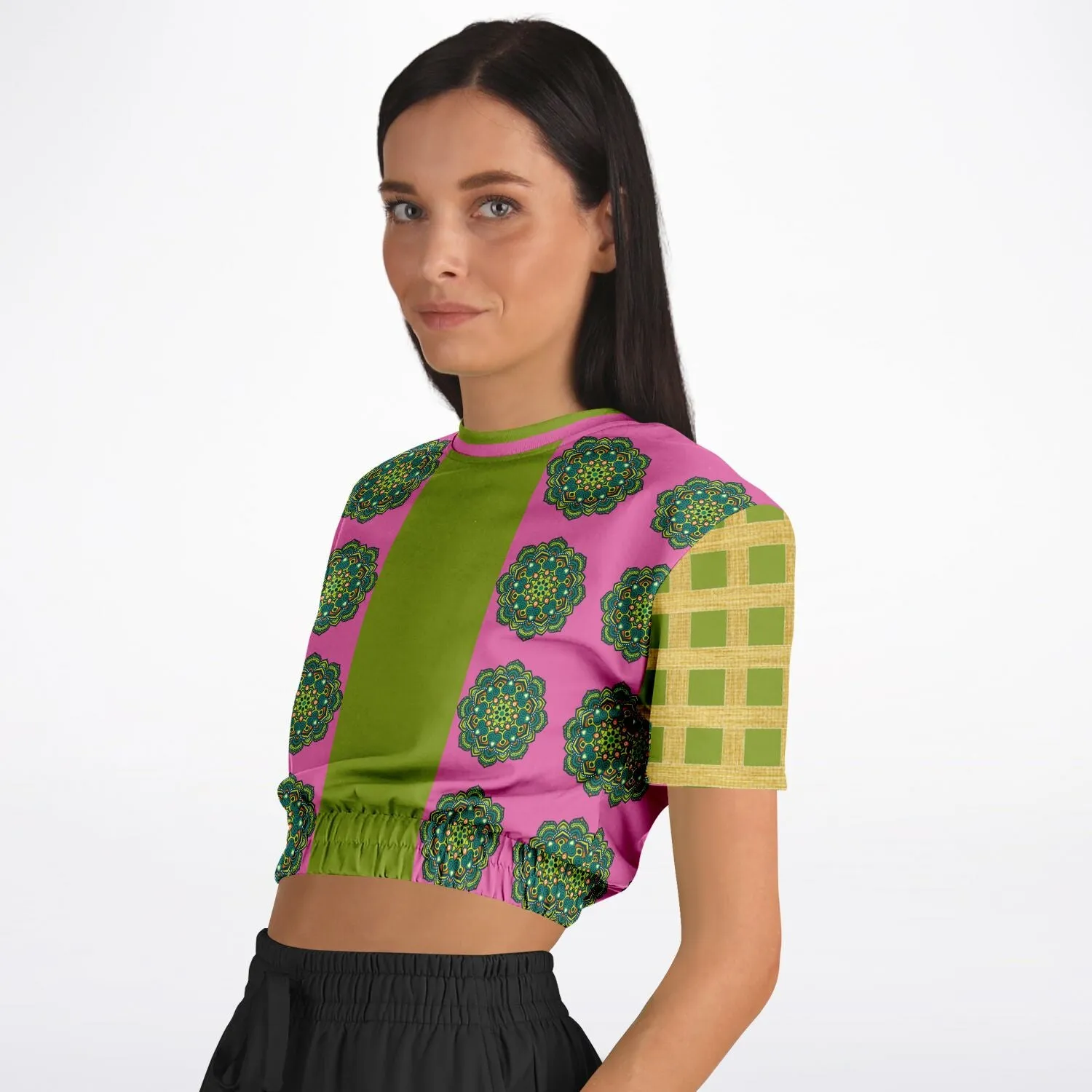 Jambalaya Short Sleeve Cropped Eco-Poly Sweater