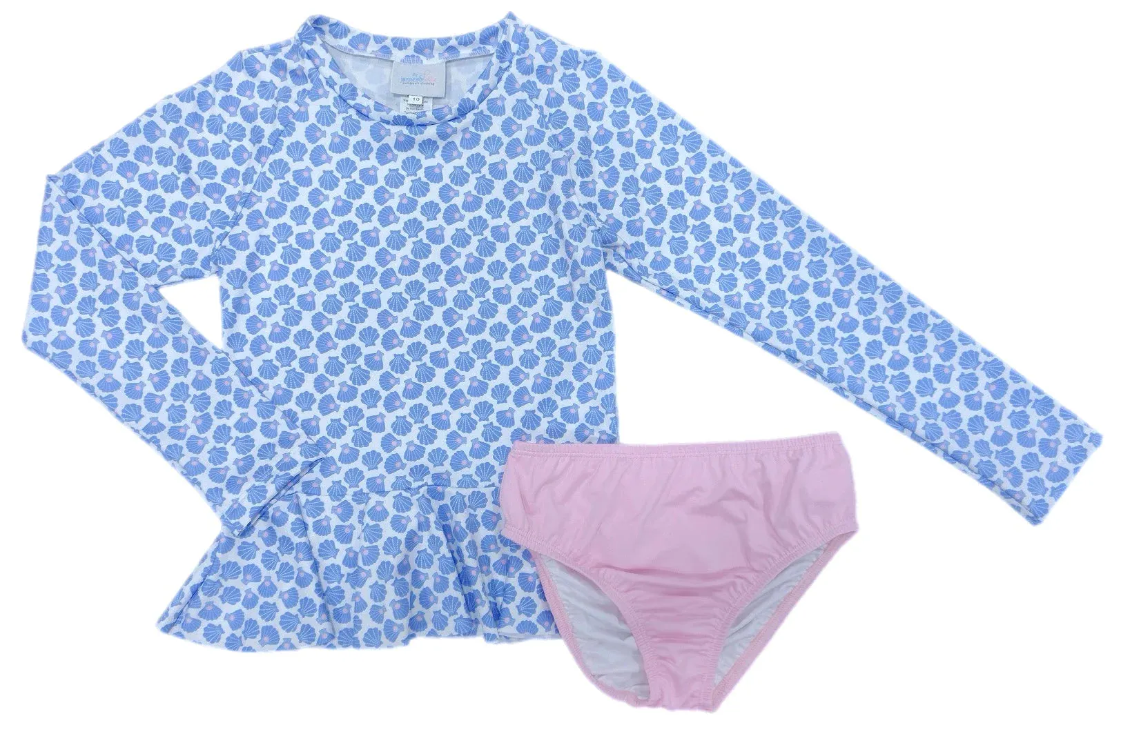 James & Lottie - Shells Poppy Peplum Rash Guard Set