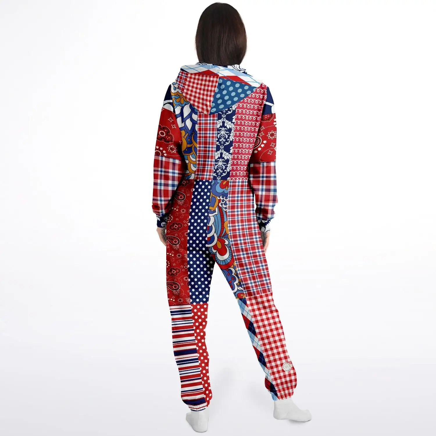 Liberty Bell Floral Stripe Patchwork Unisex Fleece Romper