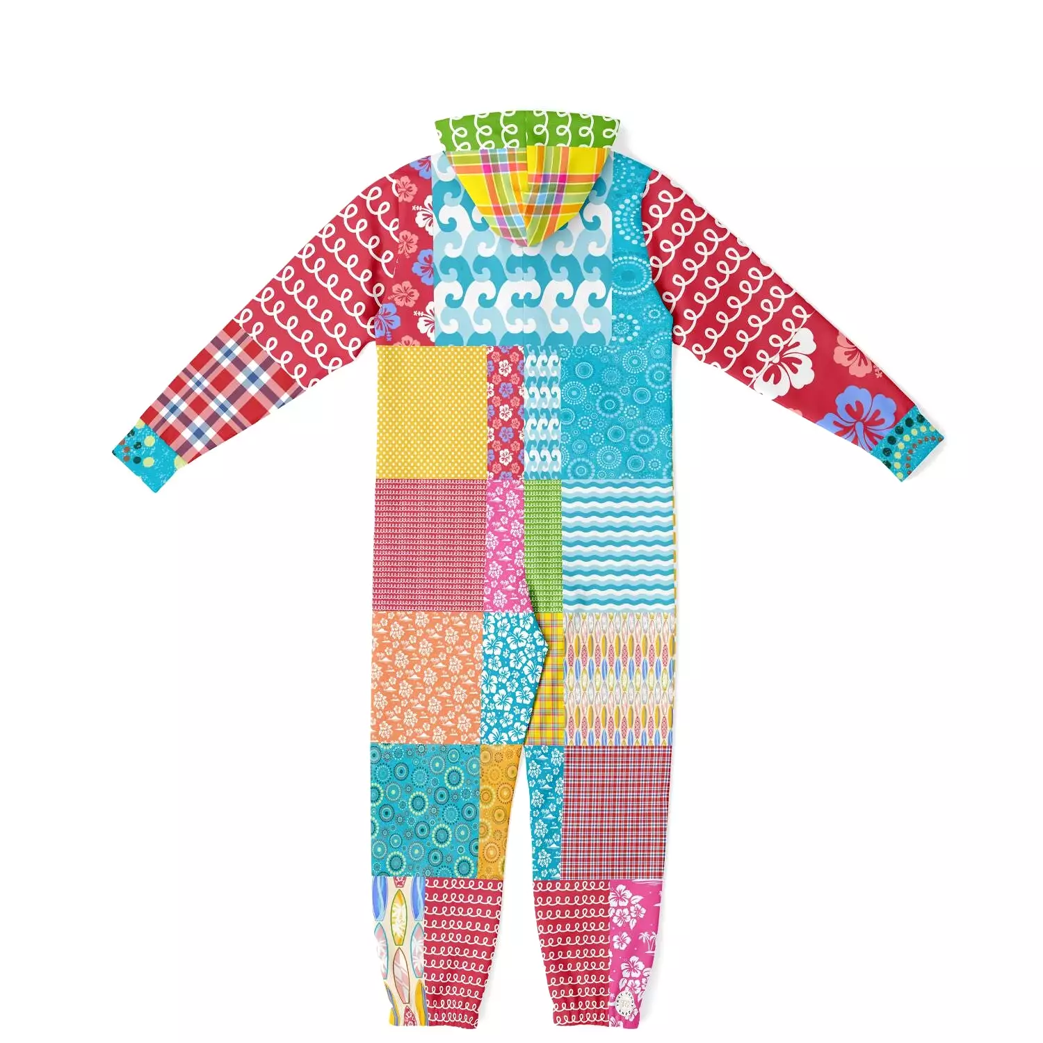 Maui Waui Hawaiian Surfside Patchwork Unisex Fleece Romper