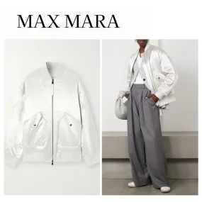 MaxMara  |Casual Style Wool Silk Long Sleeves Plain Formal Style