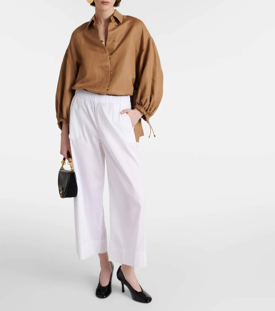 MaxMara  |Silk Linen Long Sleeves Plain Office Style Elegant Style