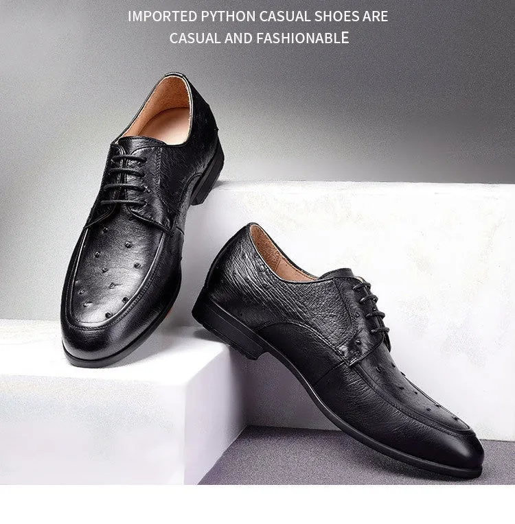 Men's Ostrich Genuine Leather Fashion Wear-Resistant Non-Slip Casual Shoes