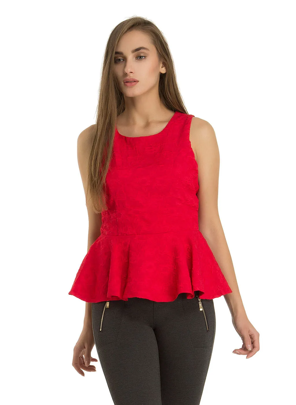 Peplum Jacquard Top