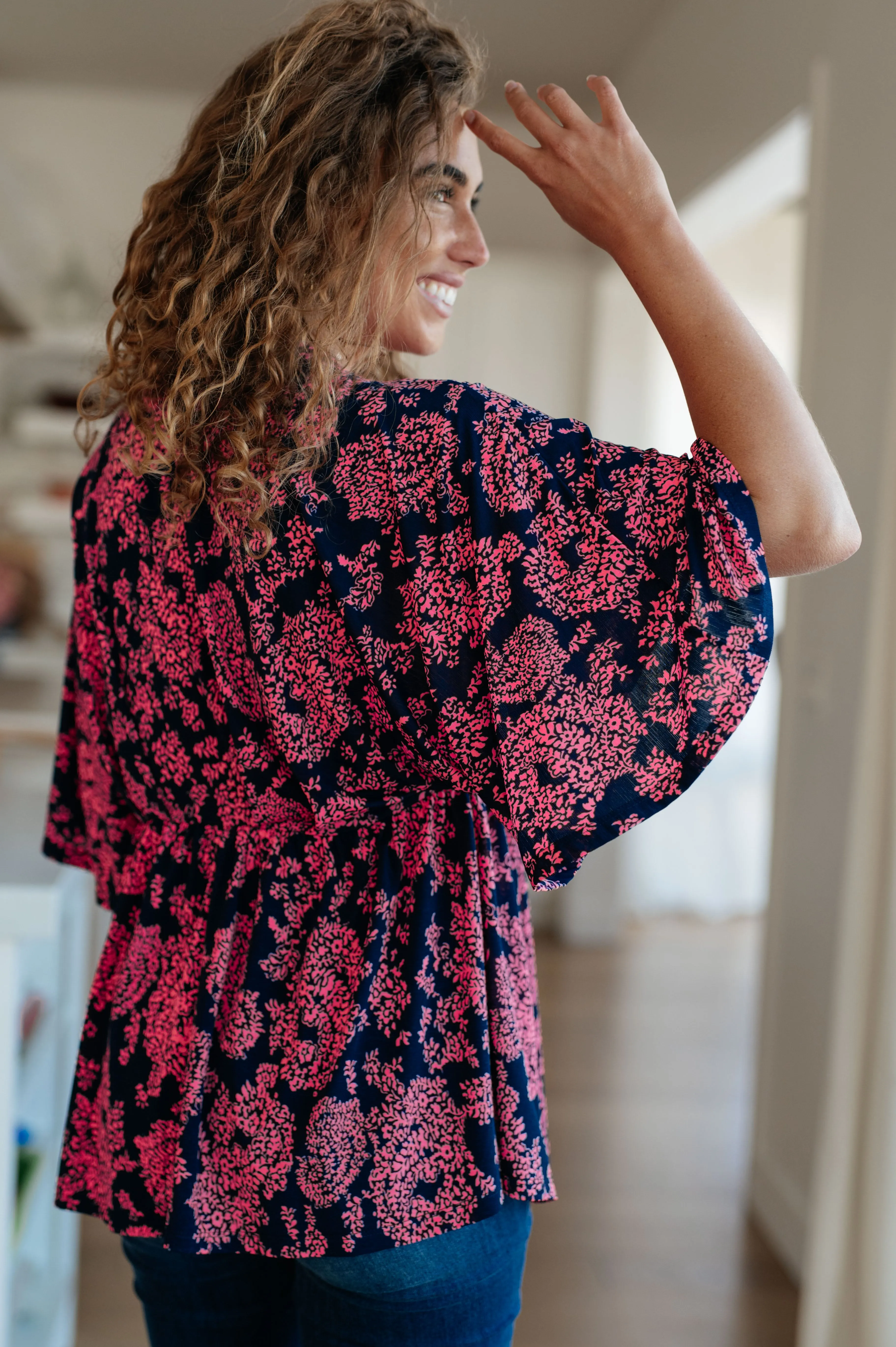 Pink Paisley Peplum Top