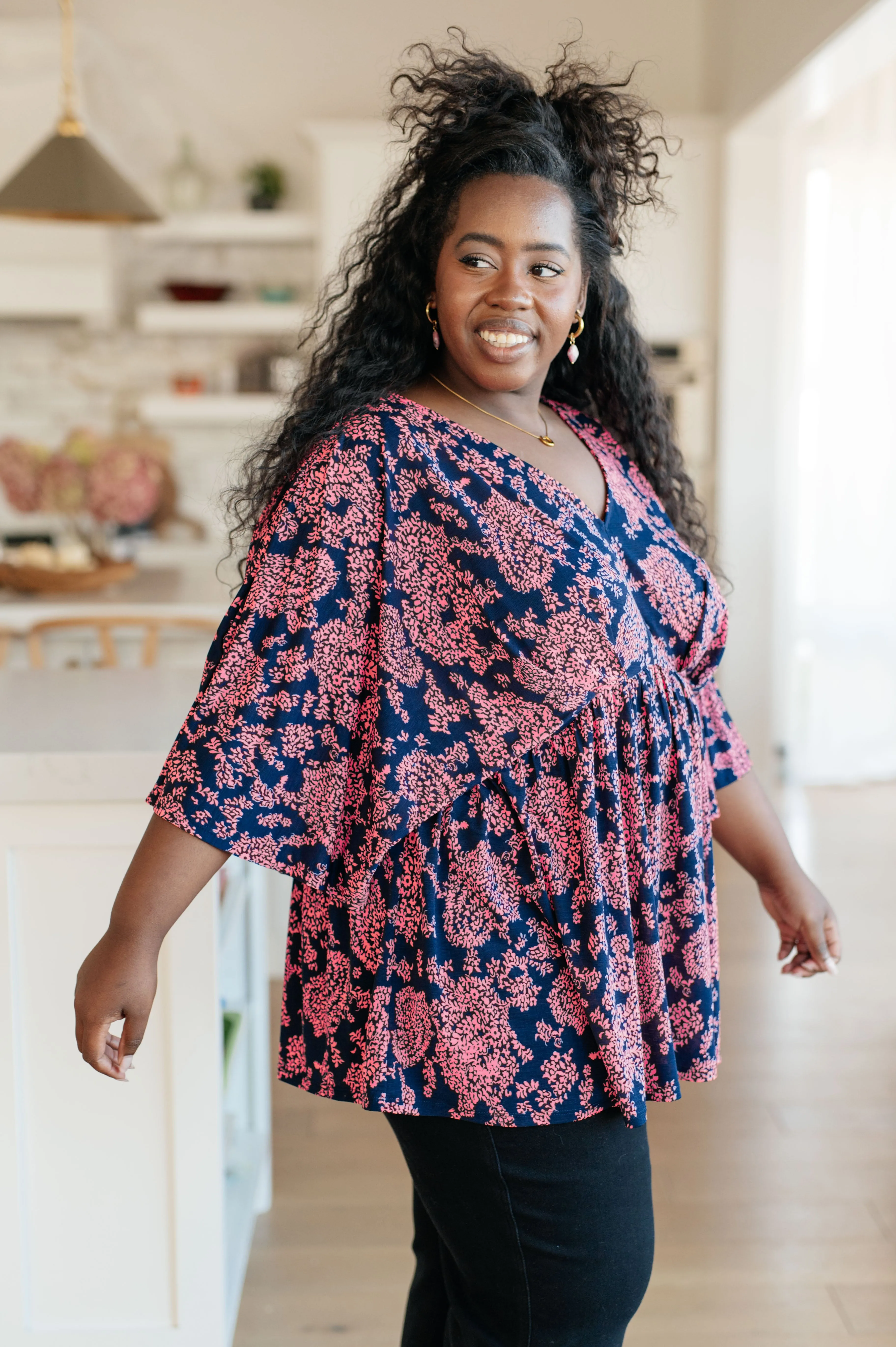 Pink Paisley Peplum Top