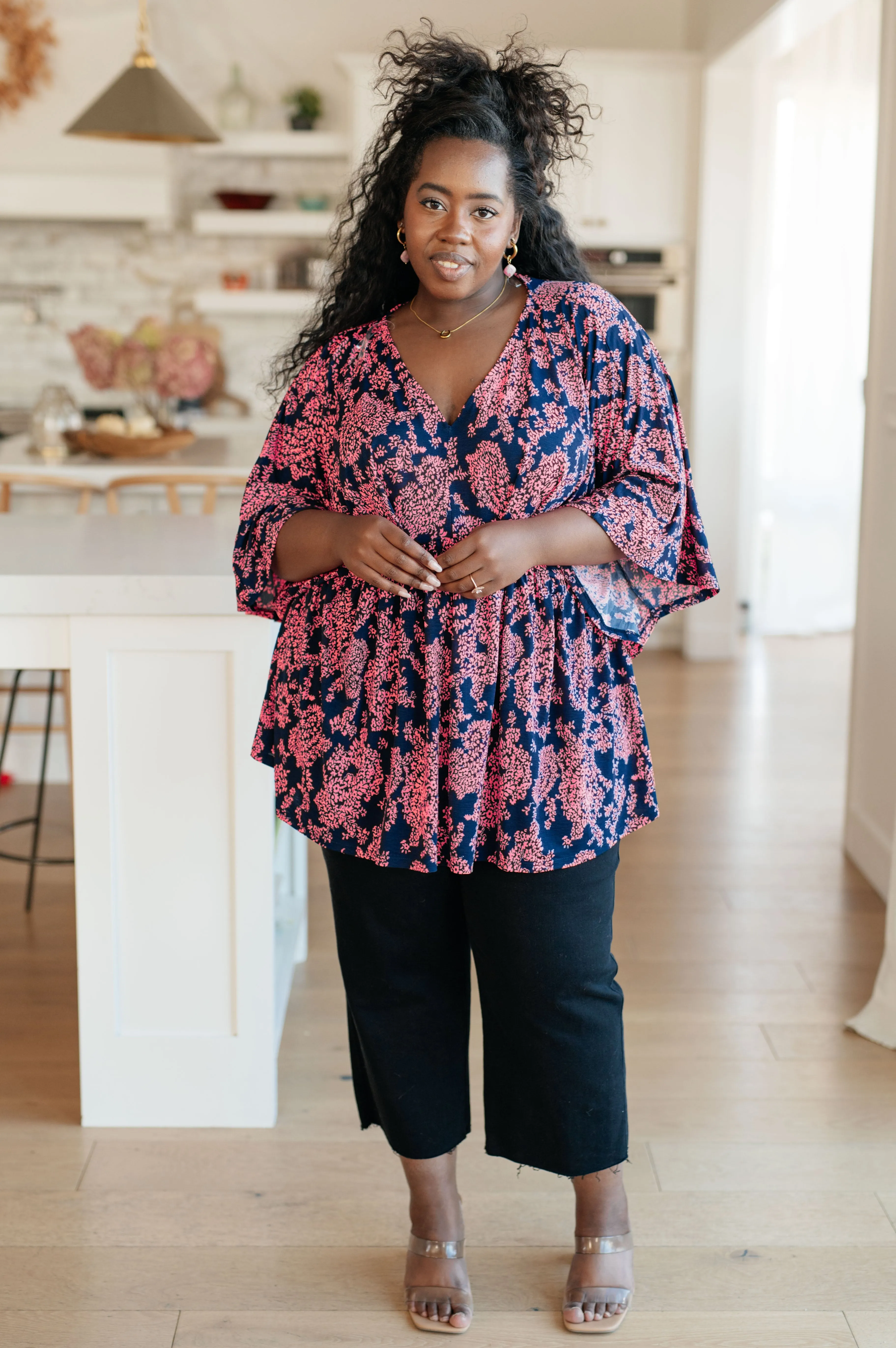 Pink Paisley Peplum Top