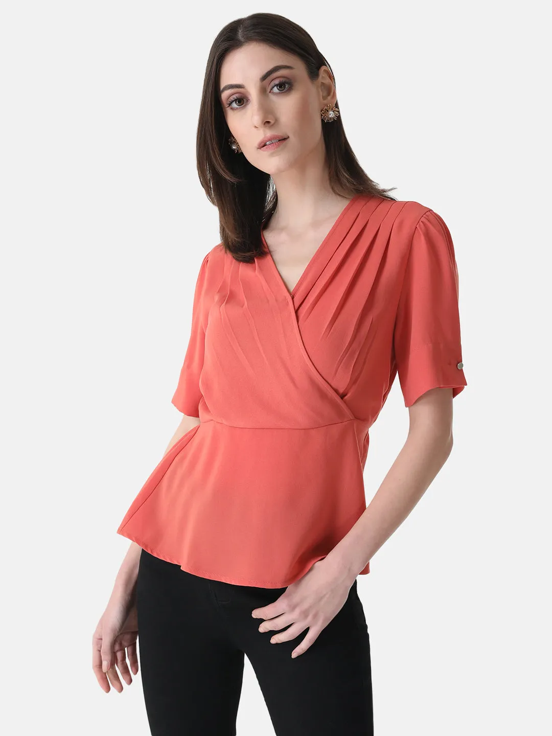 Pleated Wrap Top