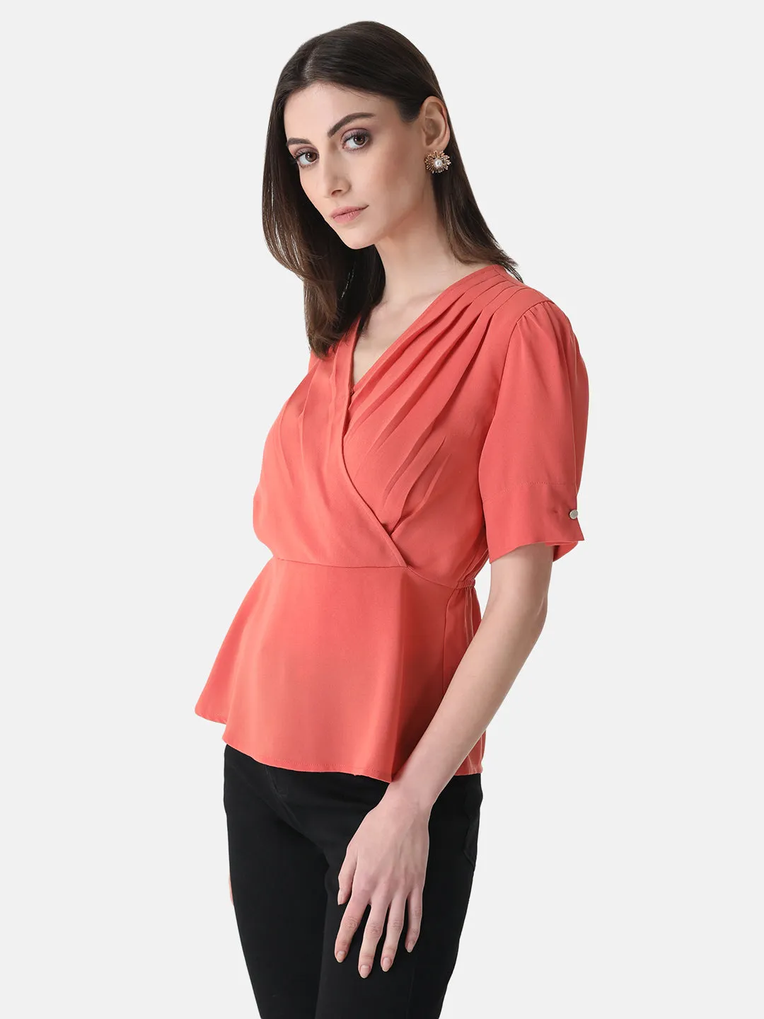 Pleated Wrap Top