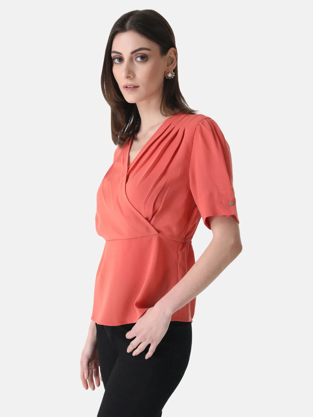 Pleated Wrap Top