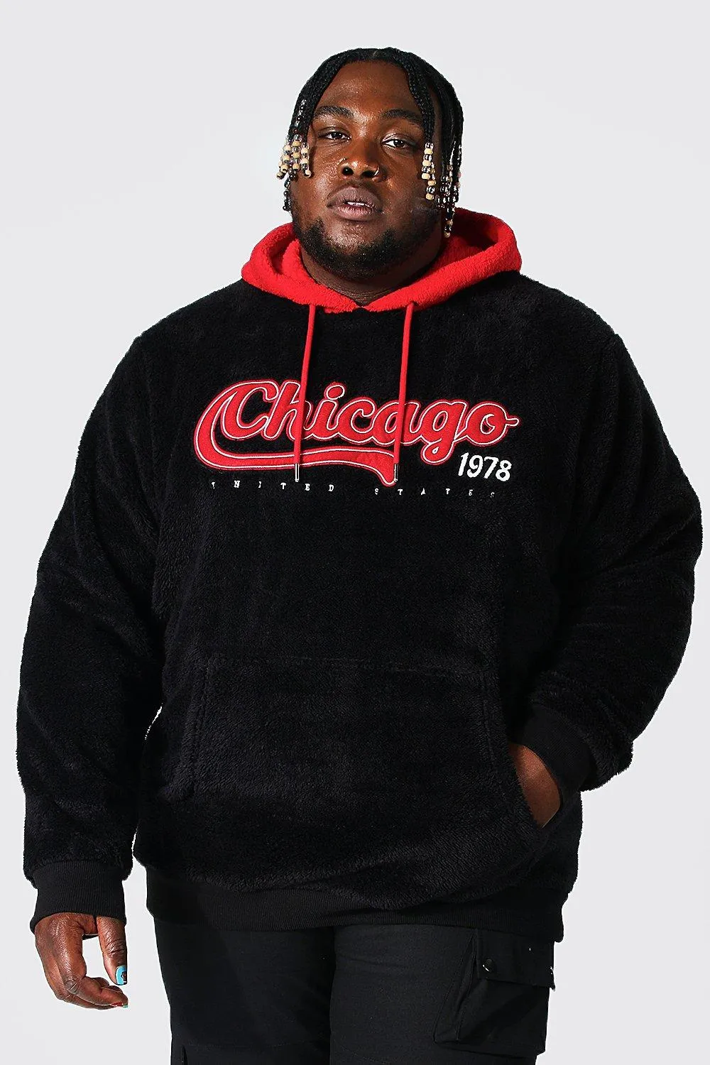 Plus Colour Block Chicago Varsity Borg Hoodie