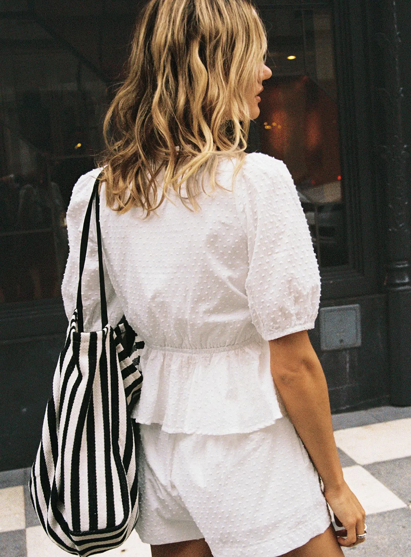 Puff Puff Peplum Top White