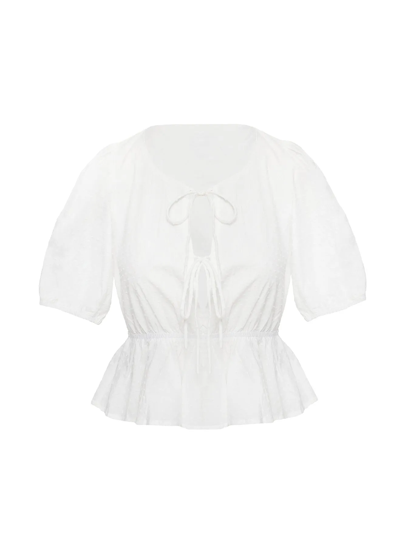 Puff Puff Peplum Top White