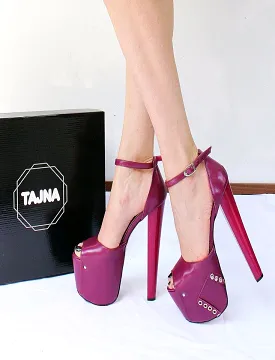 Purple Pink 19  cm High Heel Eyelet Shoes