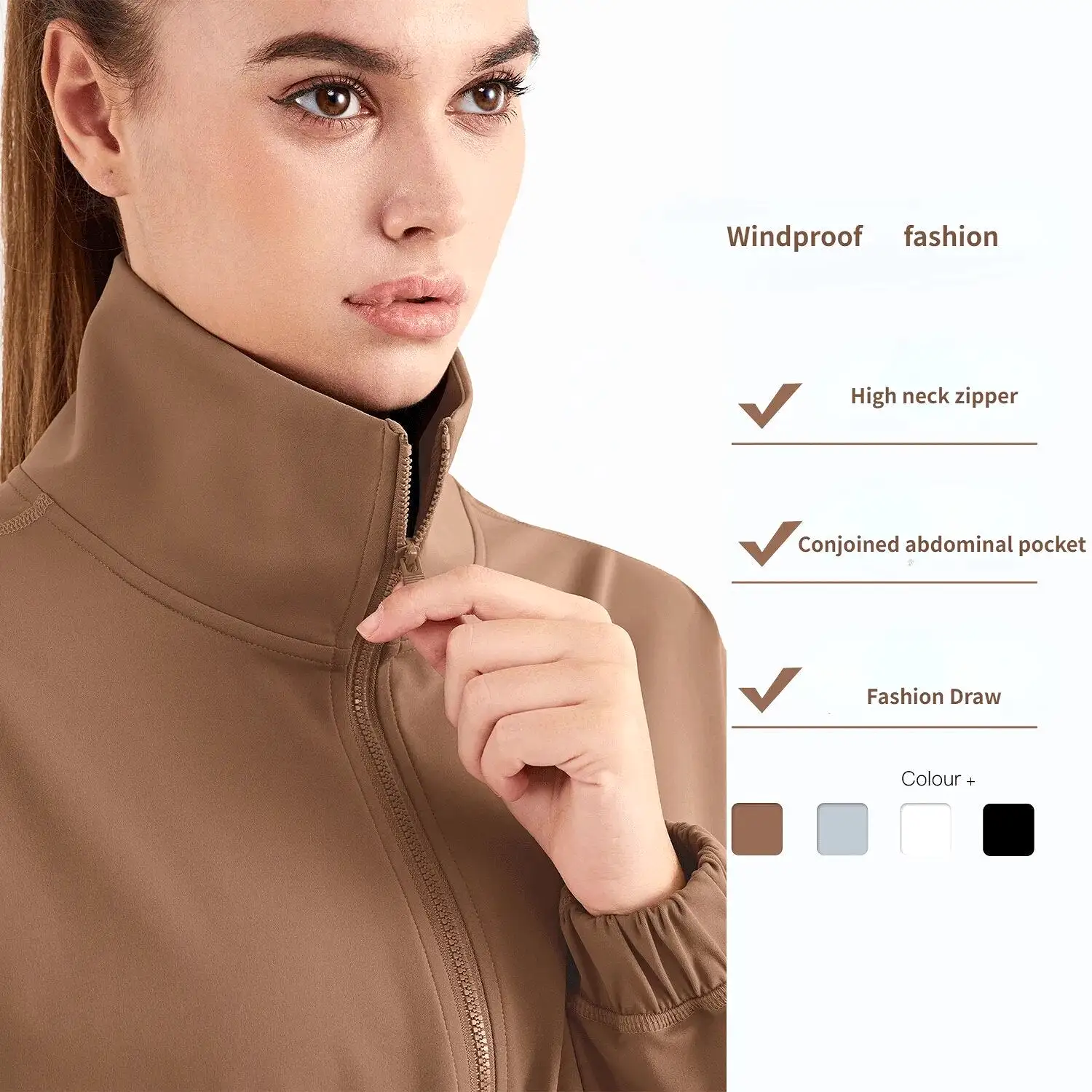 Scuba Autumn and Winter Women's Half Zipper Thickened Thermal Insulation Sports Gym Outdoor Sports Stand Collar Jacket