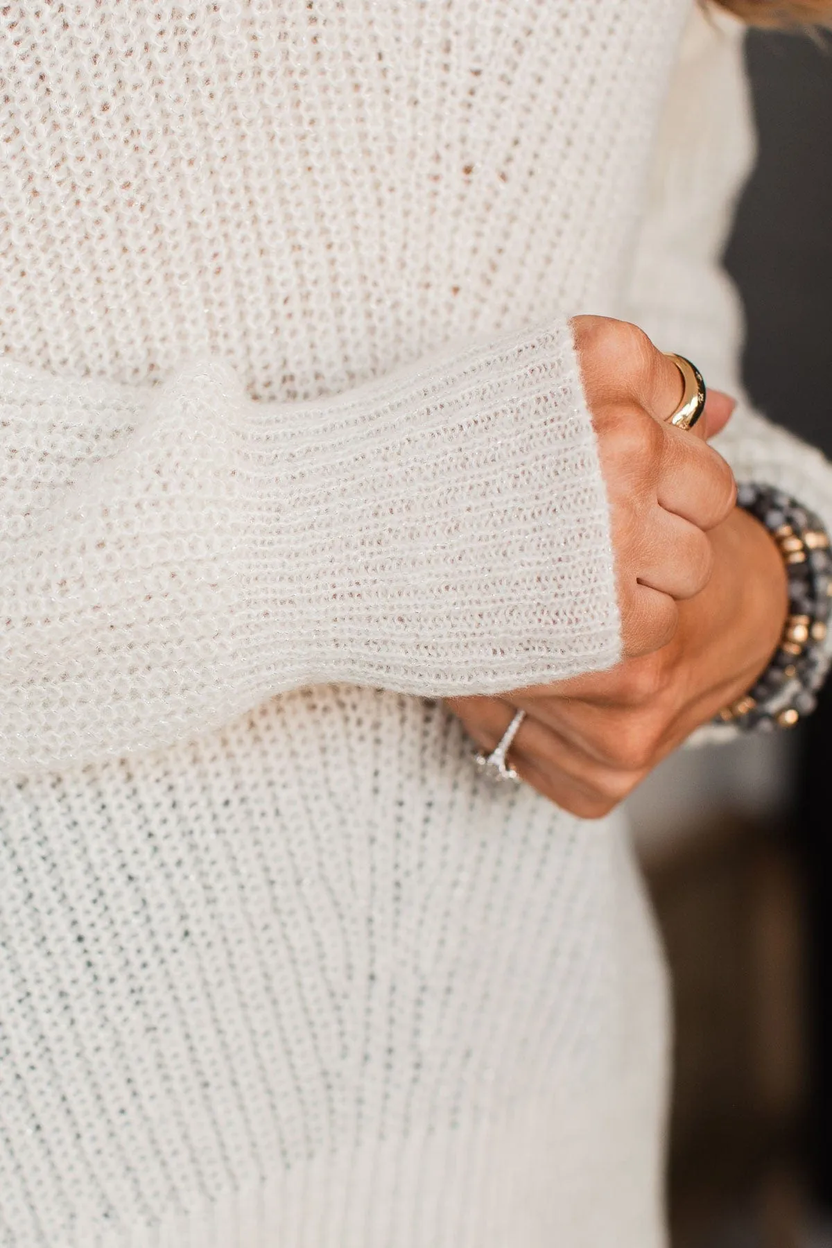 Simply Amazing V-Neck Knit Sweater- Ivory