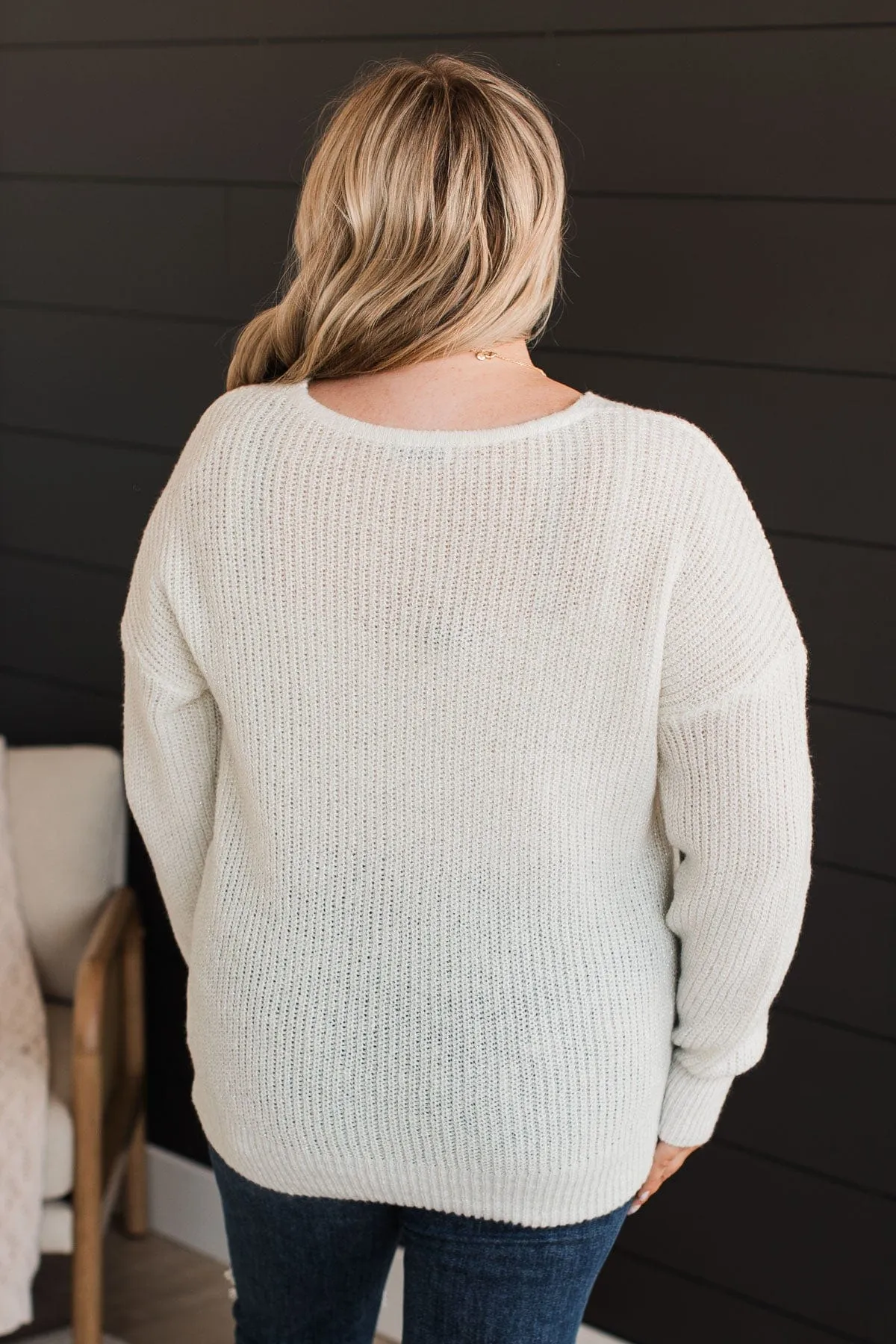 Simply Amazing V-Neck Knit Sweater- Ivory