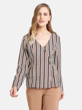 Stripe Top With Layered Peplum