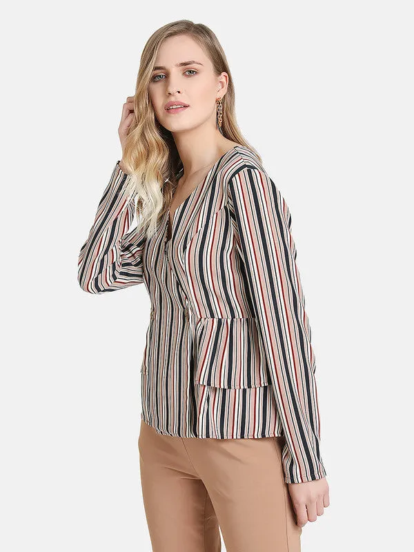 Stripe Top With Layered Peplum