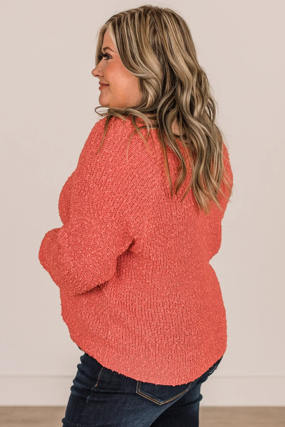 Strive For You Textured Knit Sweater- Coral