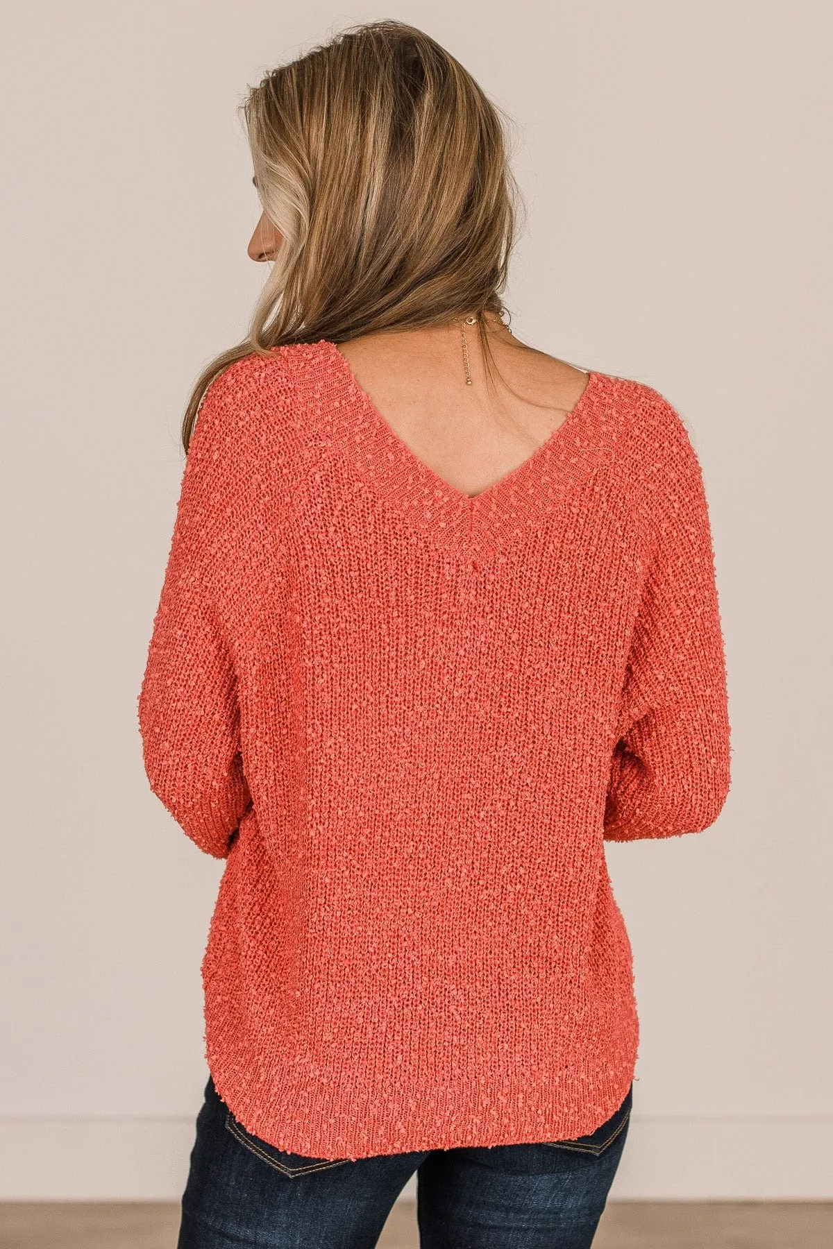 Strive For You Textured Knit Sweater- Coral