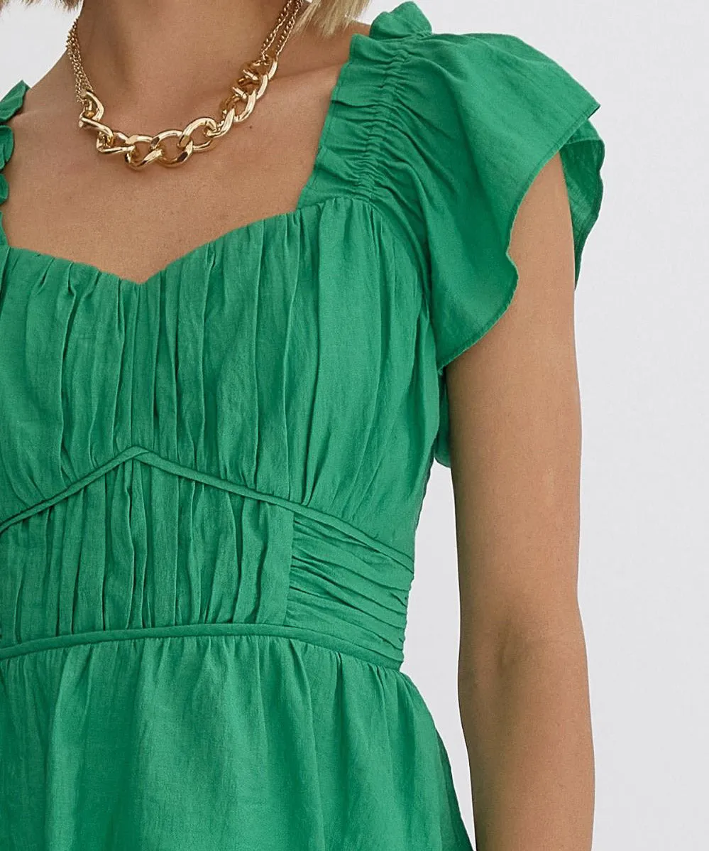 Sweetheart Neck Peplum Top - Green