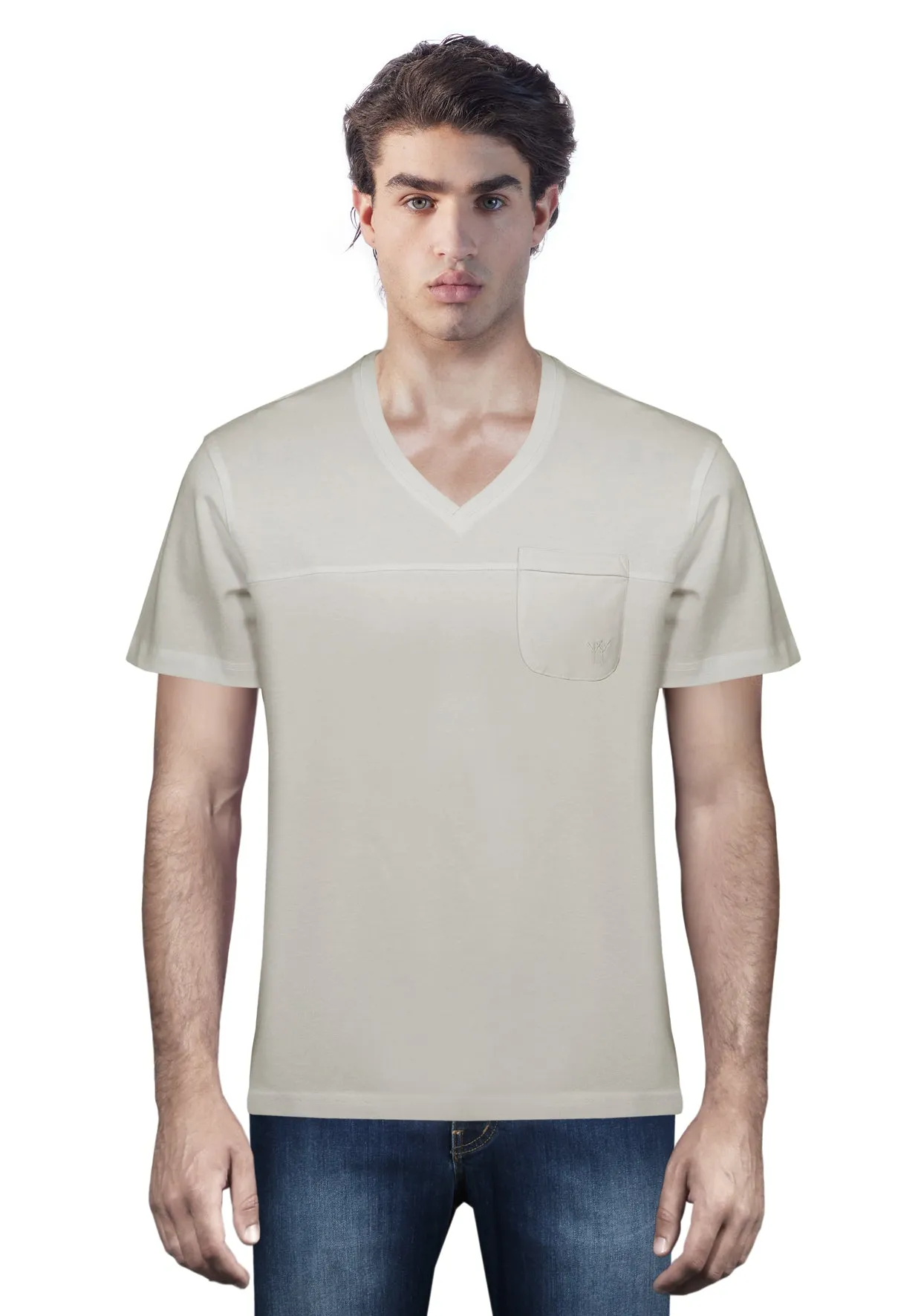 T-shirt scollo a V con taschino