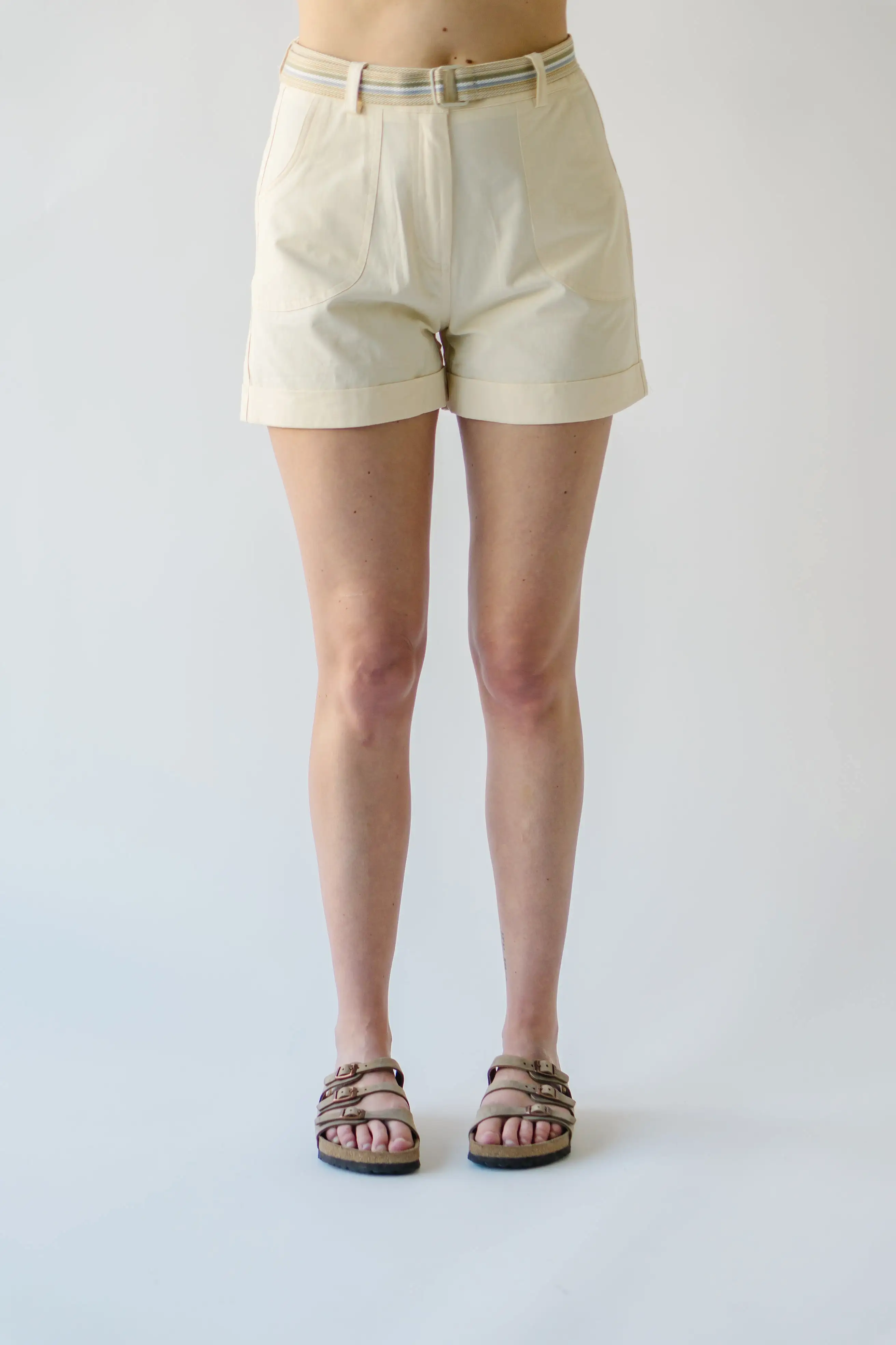 The Daley Folded Hem Shorts in Cream