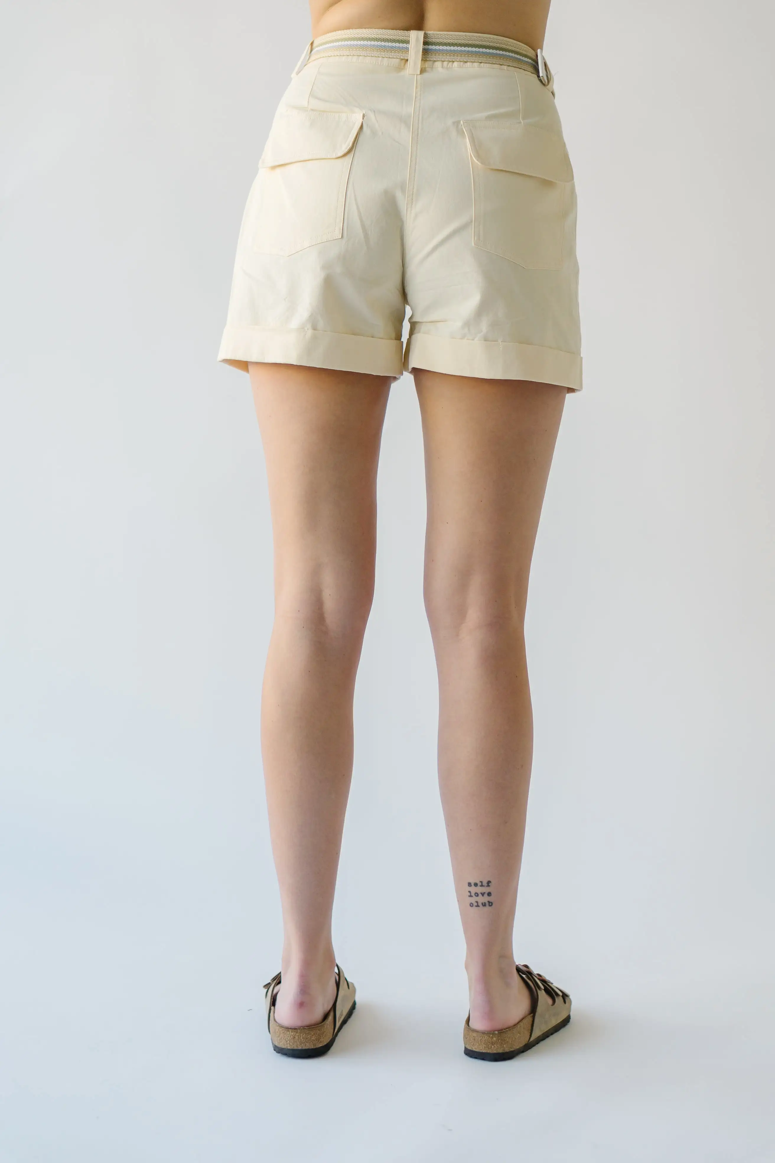 The Daley Folded Hem Shorts in Cream