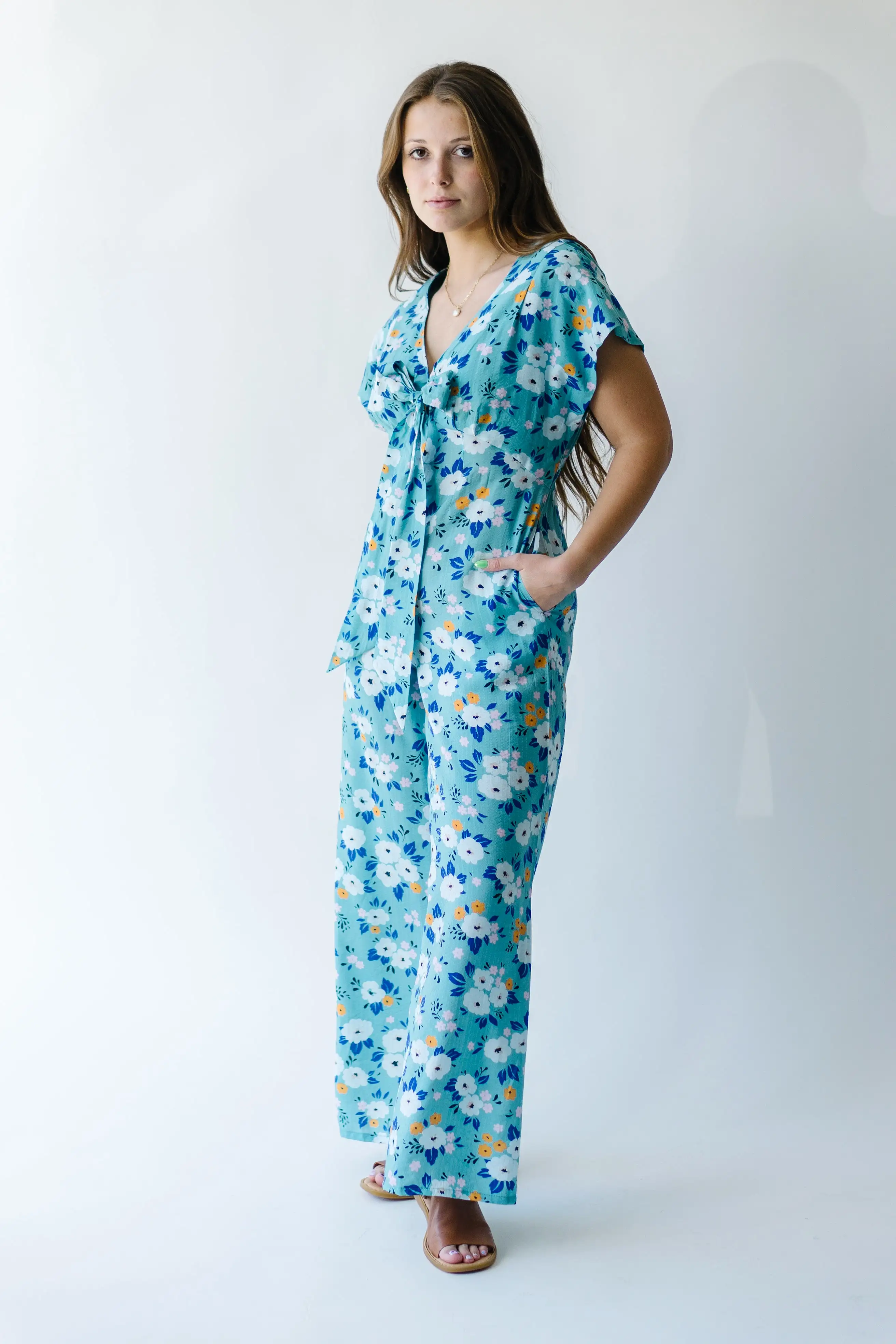 The Dalton Floral Jumpsuit in Blue