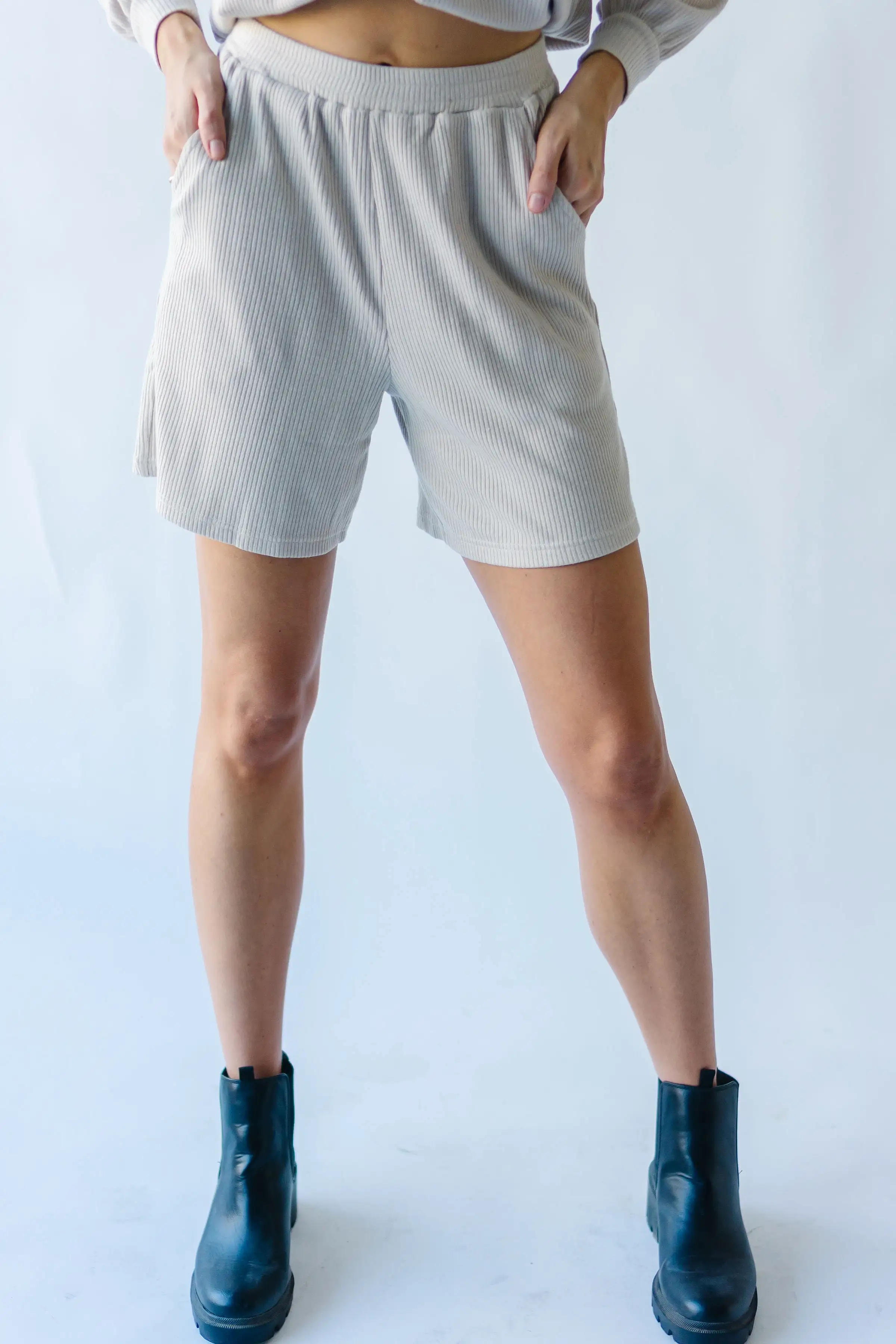 The Du Sol Cozy Ribbed Shorts in Taupe