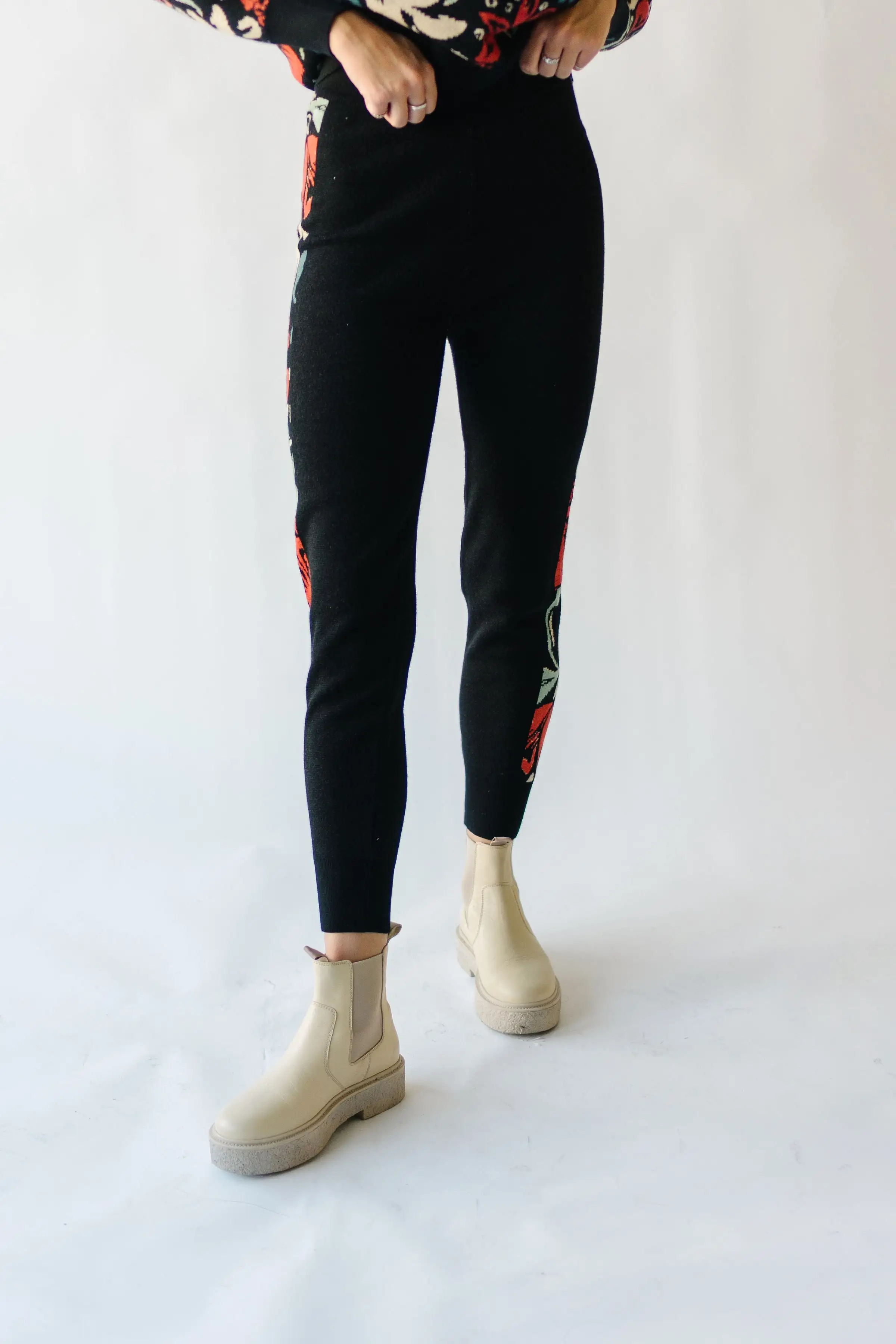 The Gadot Floral Detail Jogger in Black Multi