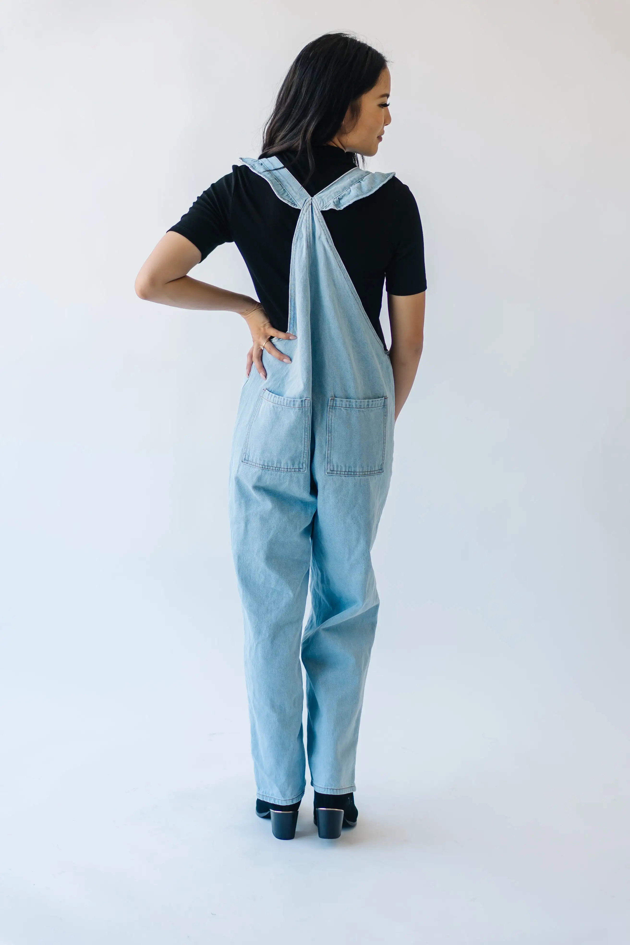 The Redlands Ruffle Detail Jumpsuit in Denim