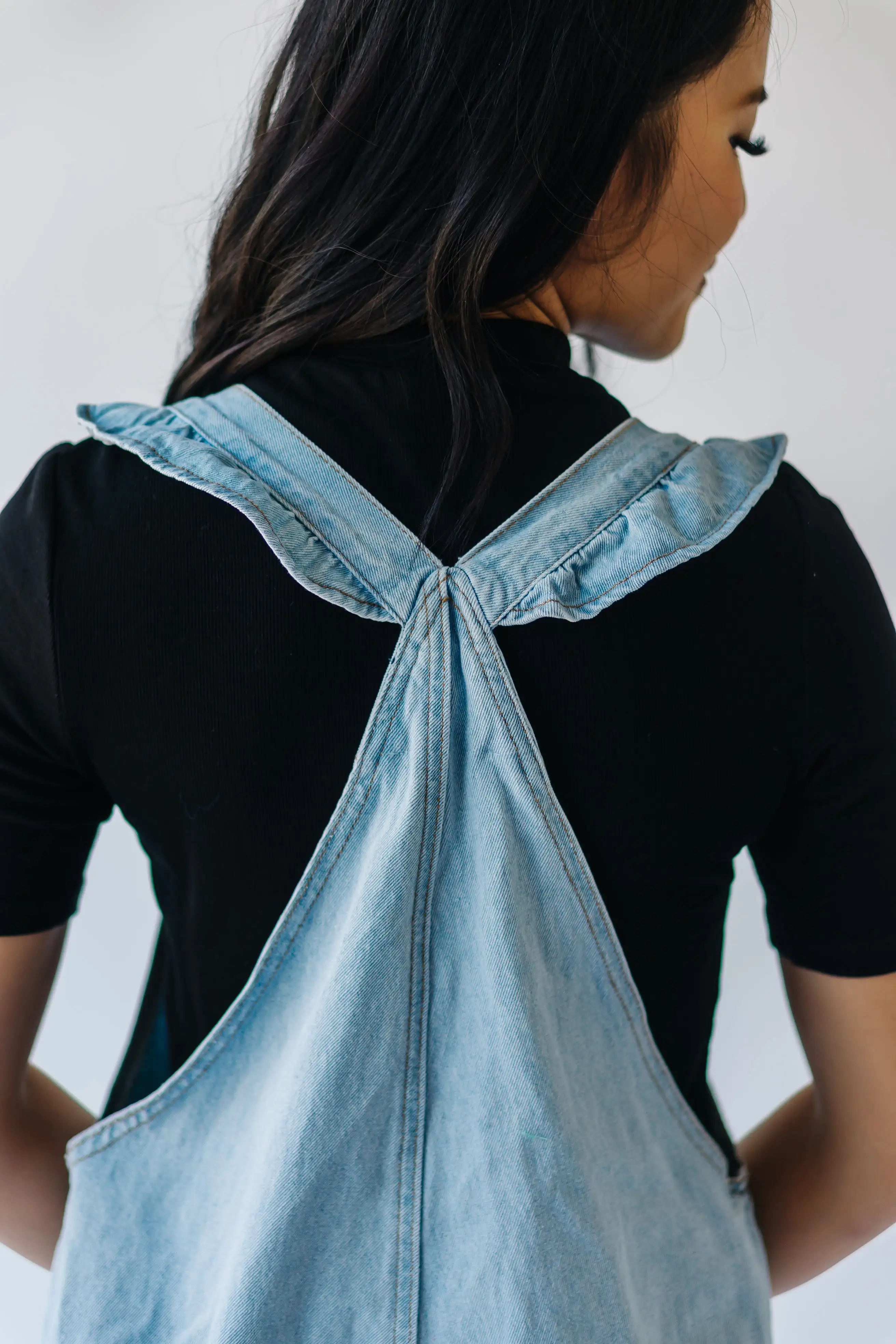 The Redlands Ruffle Detail Jumpsuit in Denim