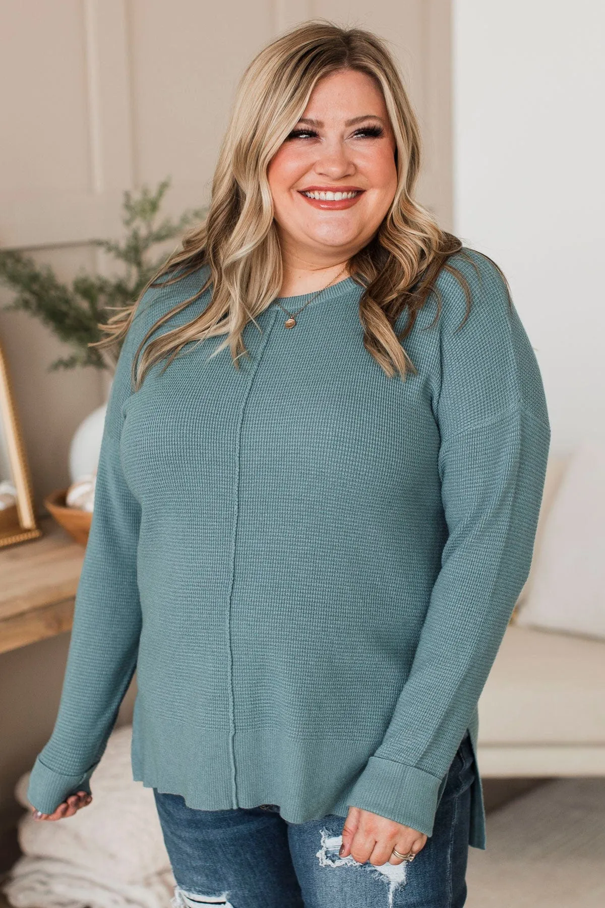 Time To Thrive Knit Sweater- Dusty Blue