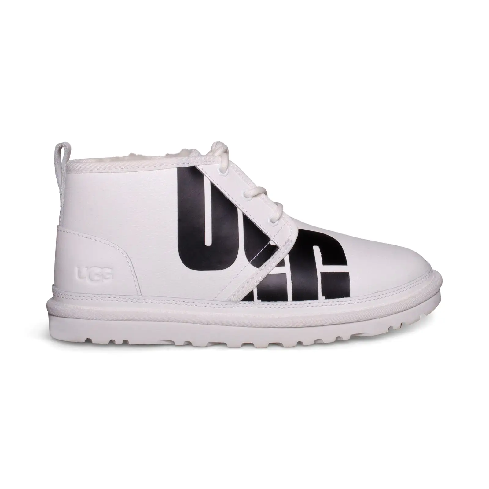 UGG Neumel Chopd Pebbled White Leather Boots - Women's