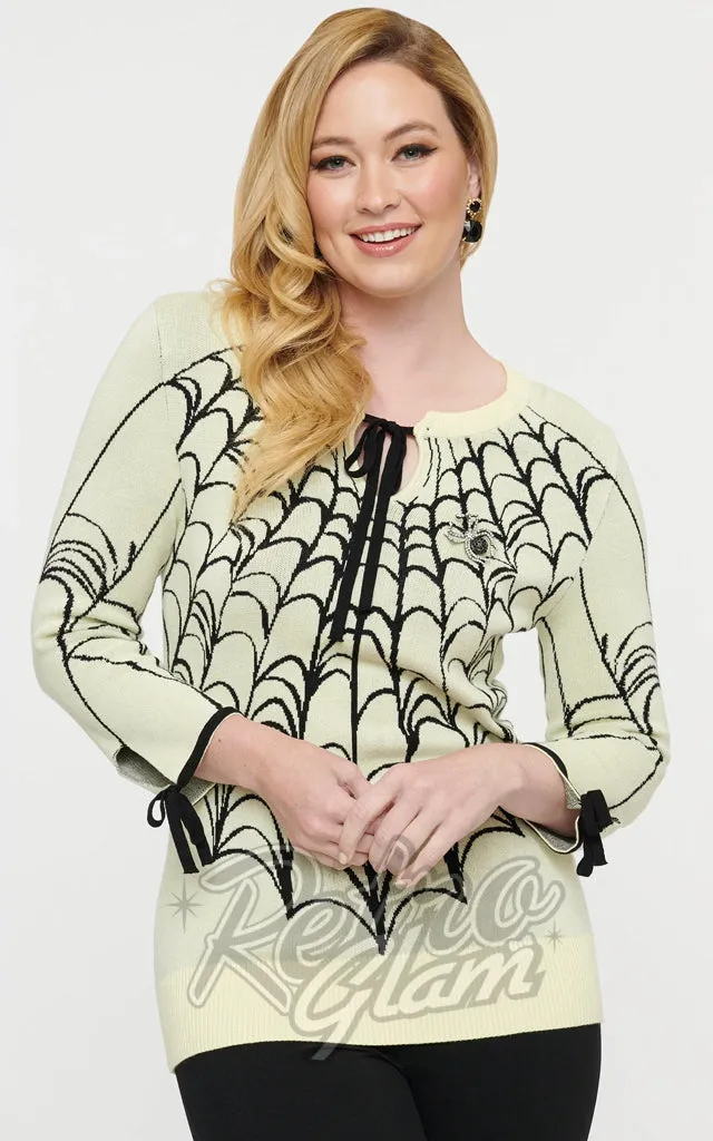 Unique Vintage Cream Spiderweb Sweater - Pre-Order