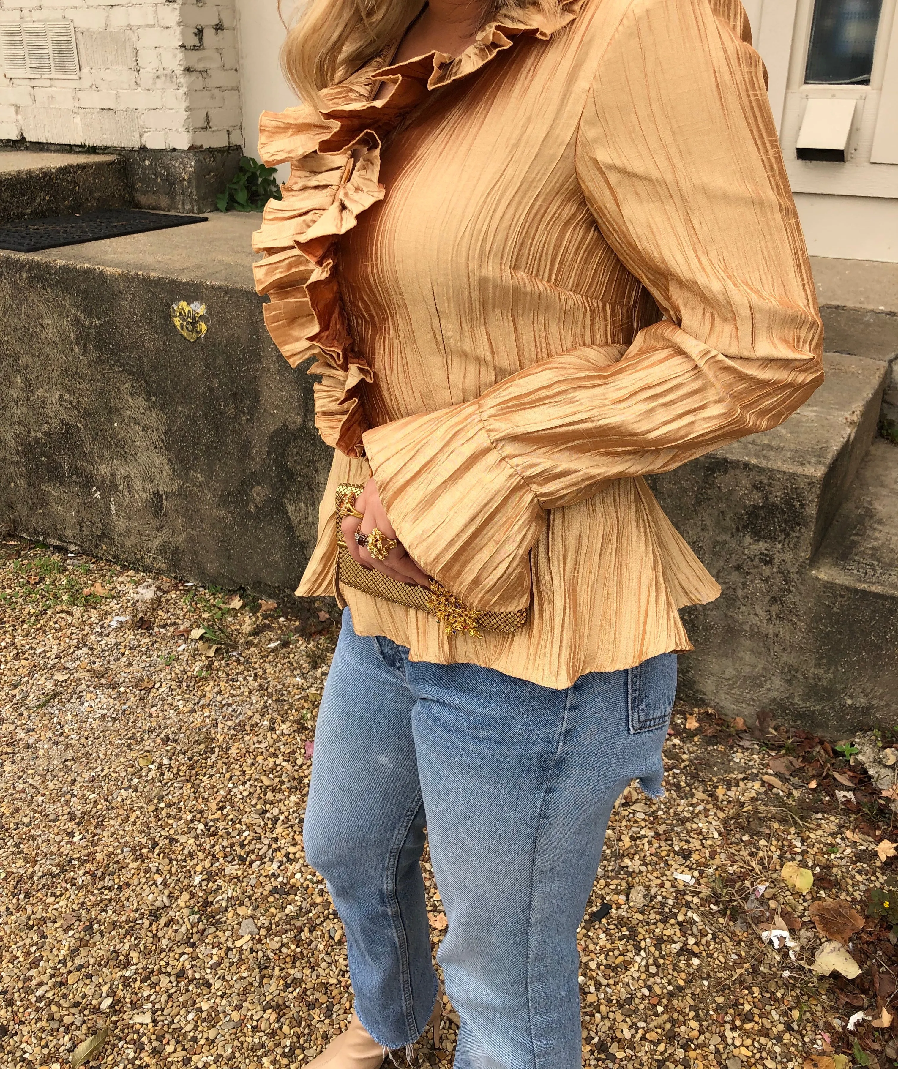 Vintage gold peplum top