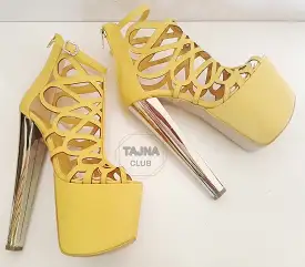 Yellow Cage Platform  High Heel Platform Shoes