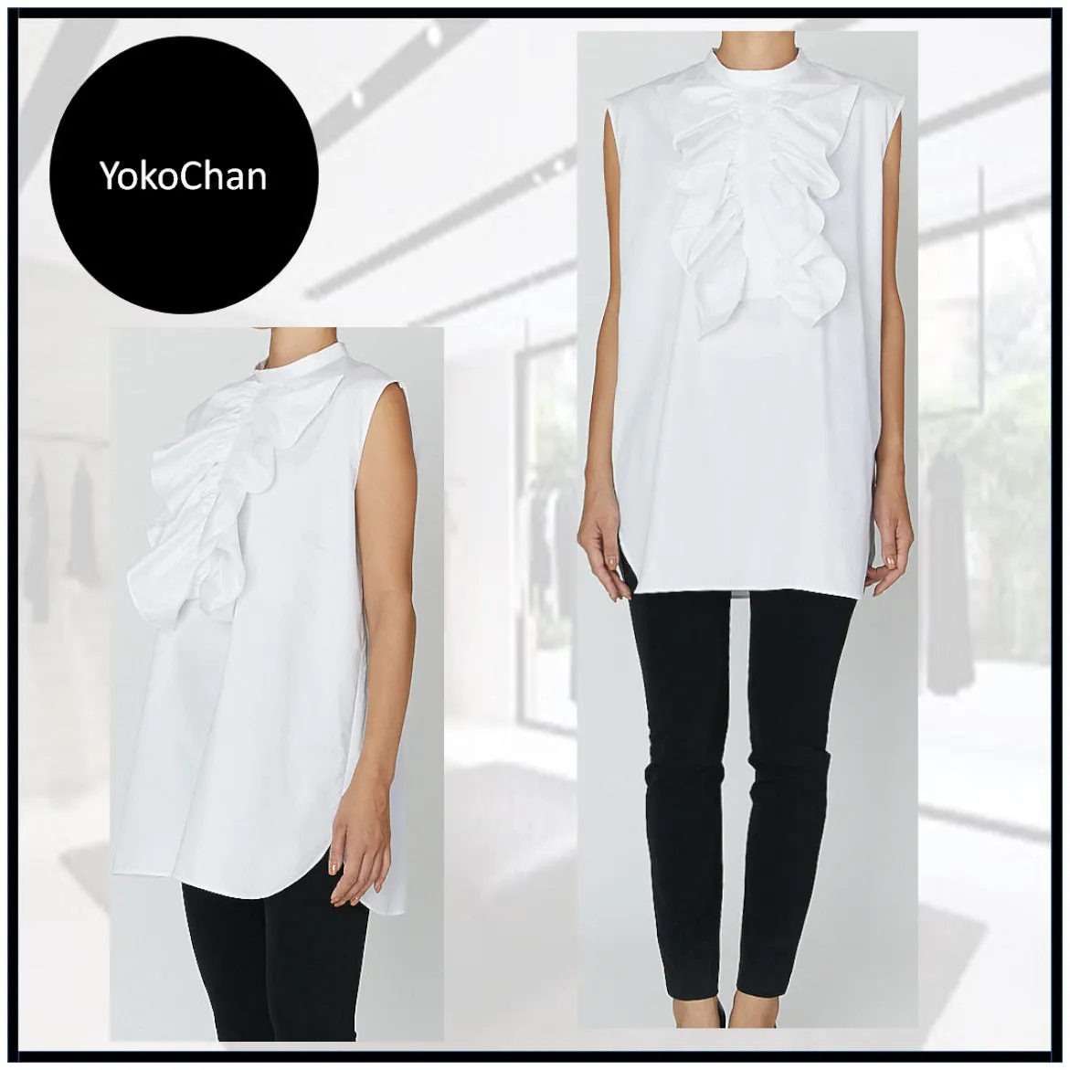 YOKOCHAN  |Casual Style Sleeveless Street Style Plain Cotton