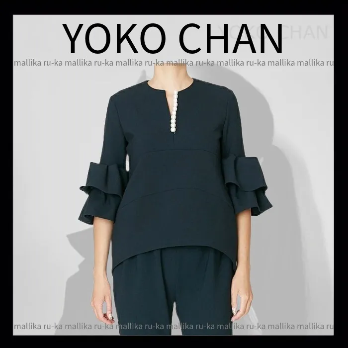 YOKOCHAN  |Plain Short Sleeves Party Style Office Style Elegant Style