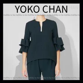 YOKOCHAN  |Plain Short Sleeves Party Style Office Style Elegant Style