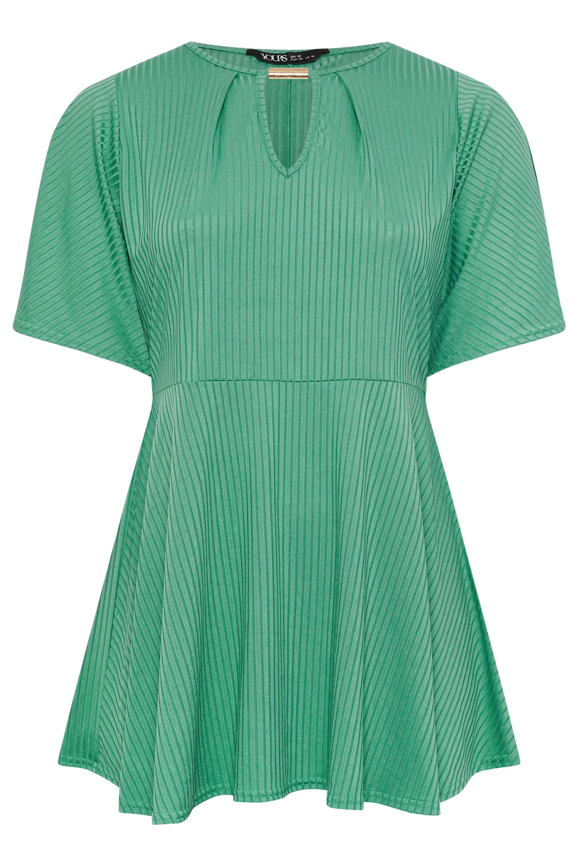 YOURS Curve Green Metal Trim Peplum Top