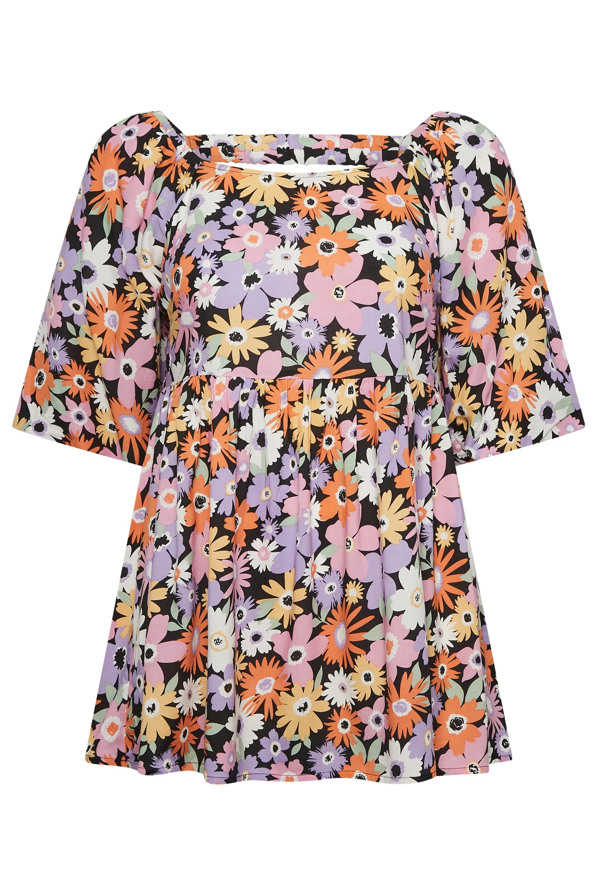 YOURS Curve Purple Floral Peplum Top