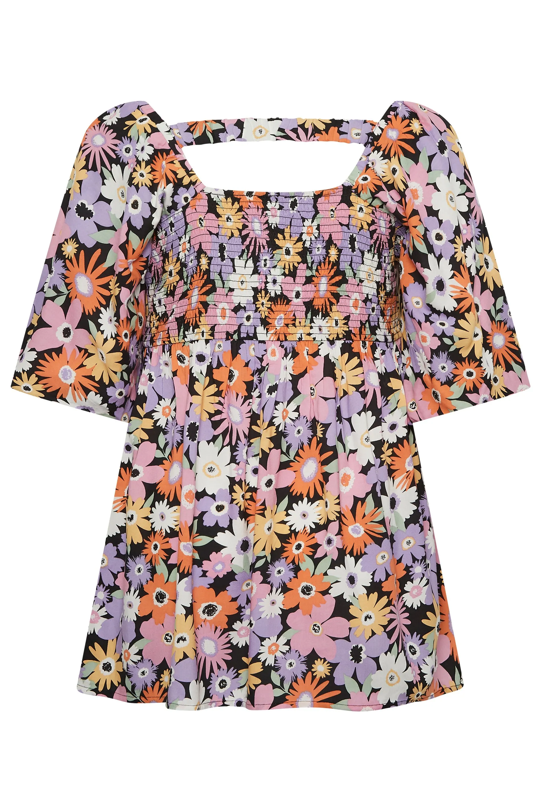 YOURS Curve Purple Floral Peplum Top